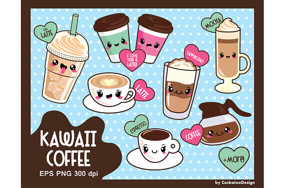 Kawaii coffee in Illustrations - product preview 1