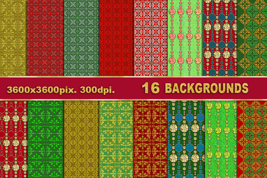Christmas craft paper red green gold in Patterns - product preview 8