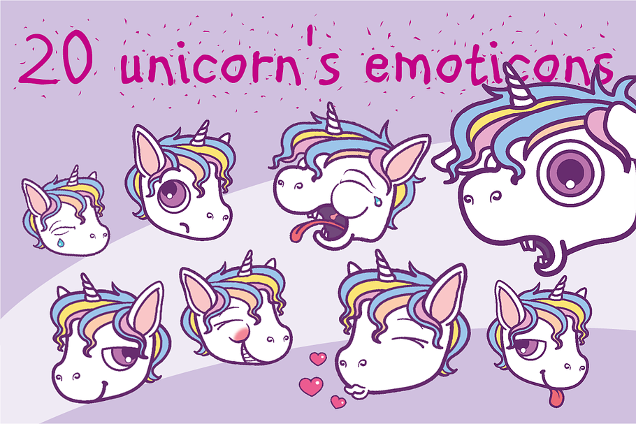 Unicorn's emoticons in Illustrations - product preview 8