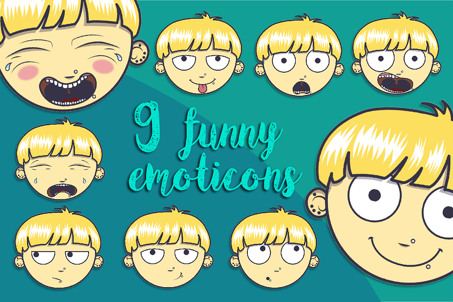 9 funny emoticons in Illustrations - product preview 8