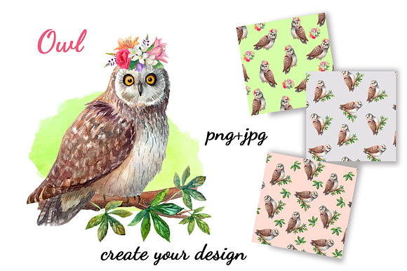 Watercolor animal cliparts,patterns. in Illustrations - product preview 1