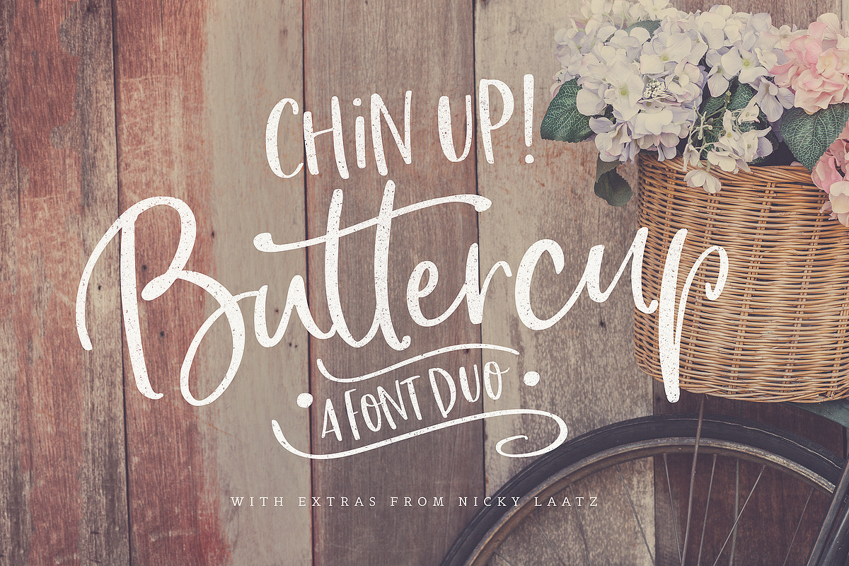 Chin Up Buttercup! Font Duo & Extras in Script Fonts - product preview 8