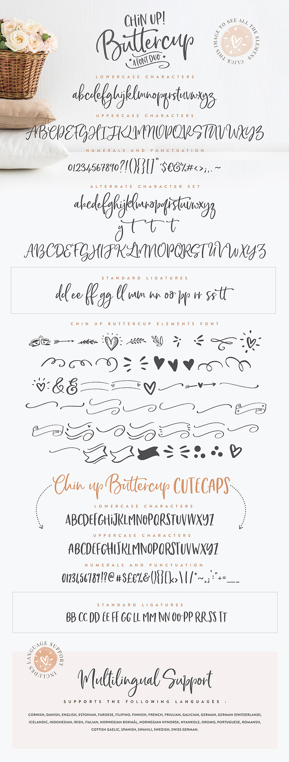 Chin Up Buttercup! Font Duo & Extras in Script Fonts - product preview 1
