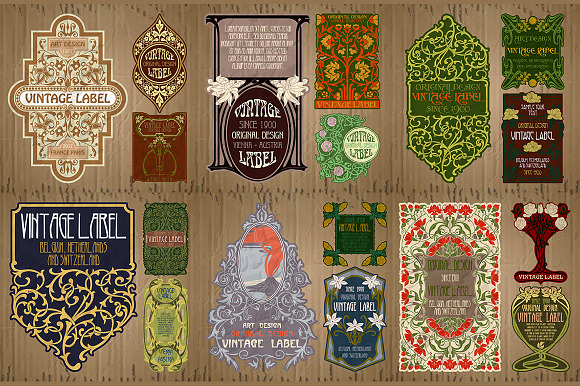 Label Art Nouveau - mega set in Illustrations - product preview 1