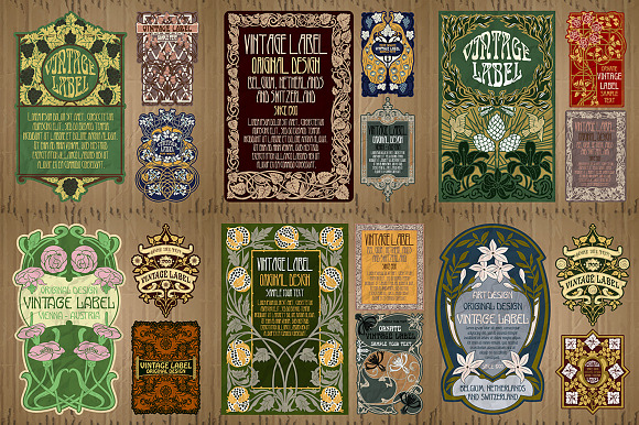 Label Art Nouveau - mega set in Illustrations - product preview 3