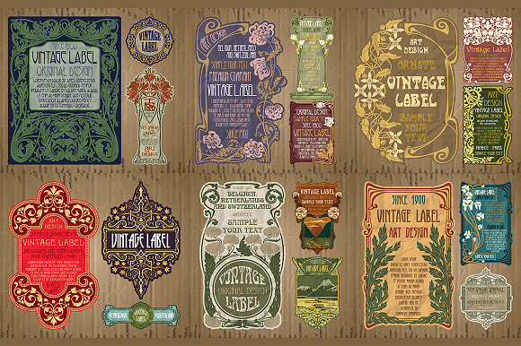 Label Art Nouveau - mega set in Illustrations - product preview 6