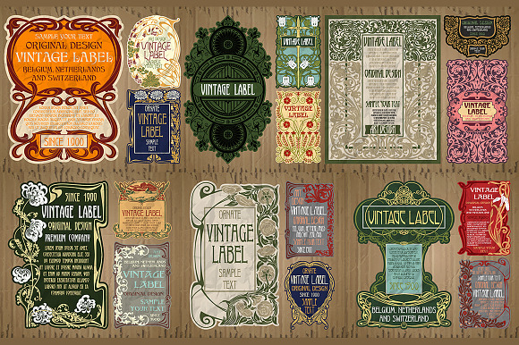 Label Art Nouveau - mega set in Illustrations - product preview 7