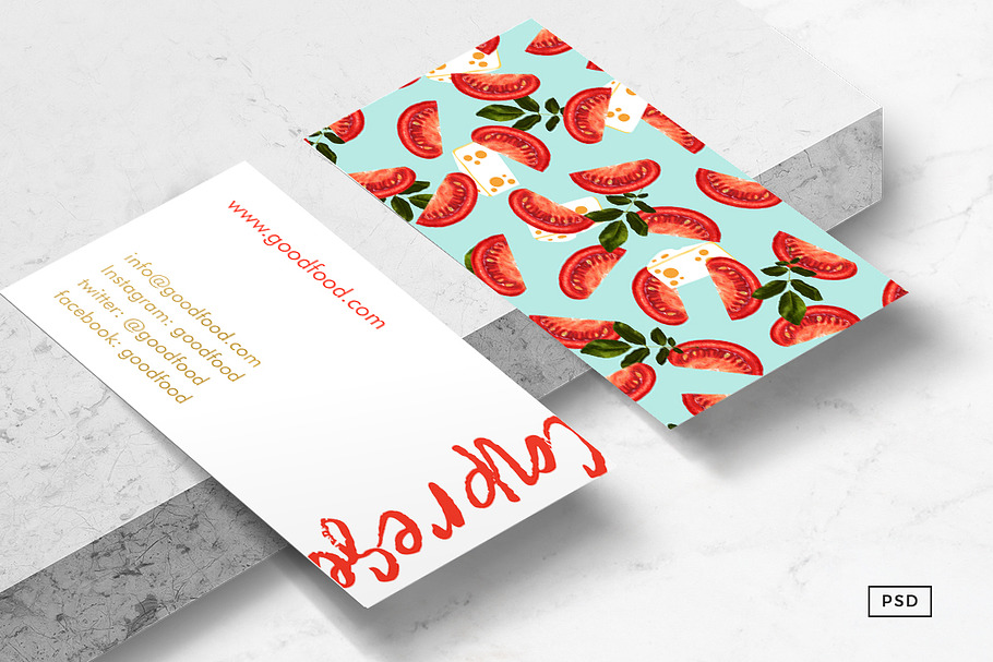 Caprese Food Business Card Template in Business Card Templates - product preview 8