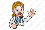 Doctor Cartoon Character Sign Thumbs Up