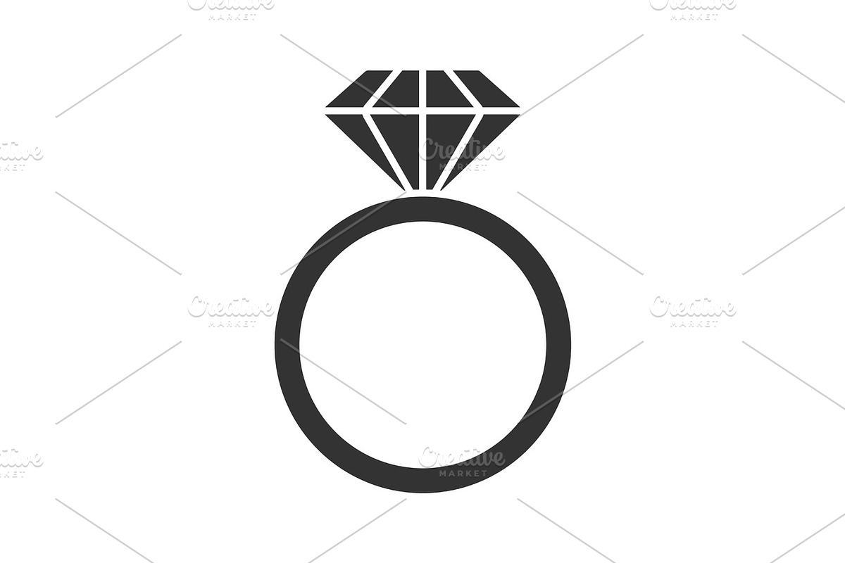 Ring with diamond glyph icon in Glyph Icons - product preview 8