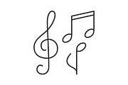 Treble clef and musical notes linear icon