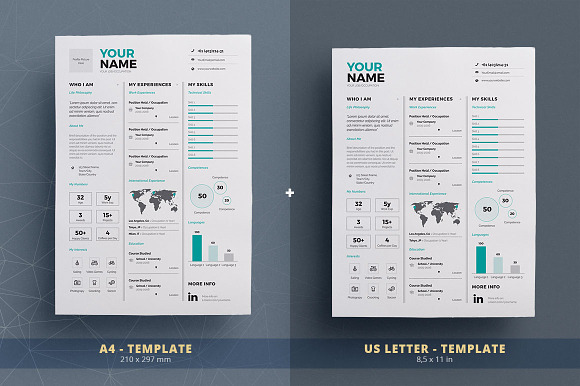 Infographic Resume/Cv Template Vol.7 in Resume Templates - product preview 3