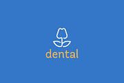 Dentist logo design. Tooth linear vector logotype. Dental clinic flower symbol icon.