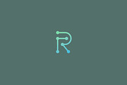 Abstract letter R logo design. Color linear logotype.