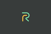 Abstract letter R logo design. Color linear logotype.