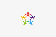 Community people vector logotype. Teamwork social care help logo