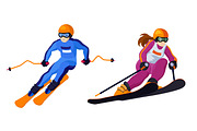 alpine country skiing girl and boy isolated on white vector skiing sportsmen