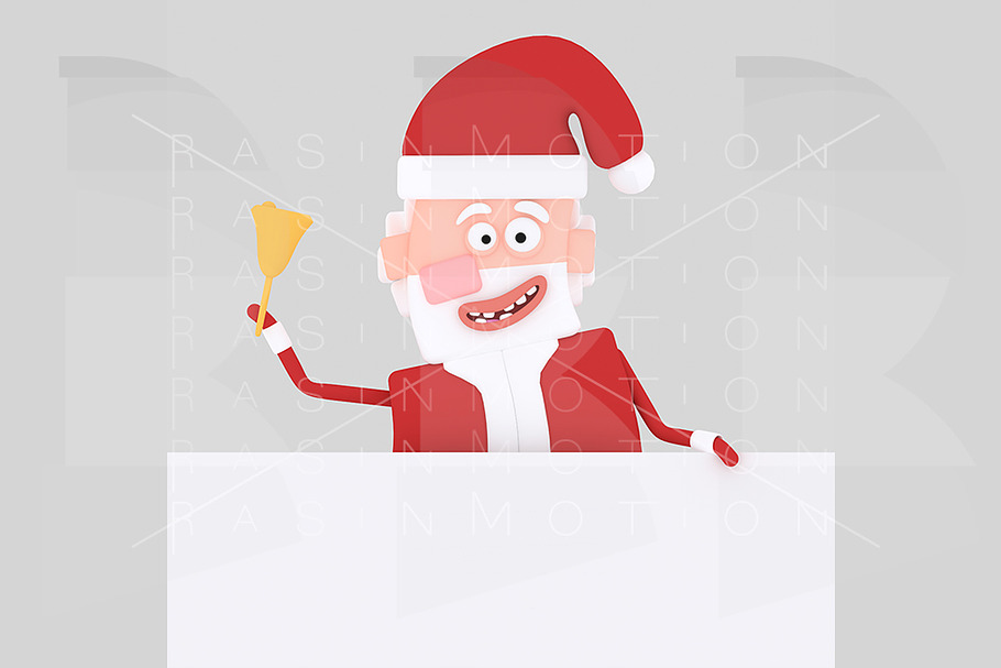 Santa Claus holding white banner in Illustrations - product preview 8