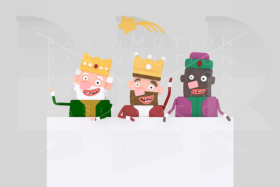 Three Magic Kings holding white bann in Illustrations - product preview 8