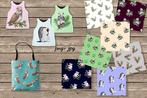 Watercolor animal cliparts,patterns. in Illustrations - product preview 3