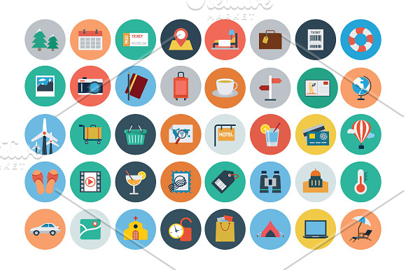 120 Travel Flat Icons in Travel Icons - product preview 1