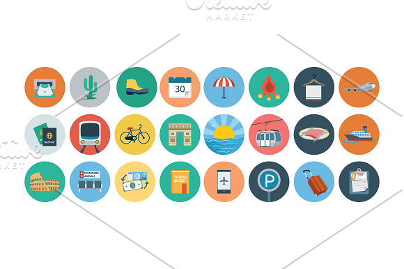 120 Travel Flat Icons in Travel Icons - product preview 3