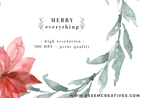 Merry Christmas Wreath Card Clipart in Illustrations - product preview 6