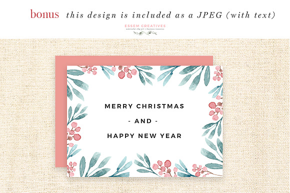 Merry Christmas Wreath Card Clipart in Illustrations - product preview 7