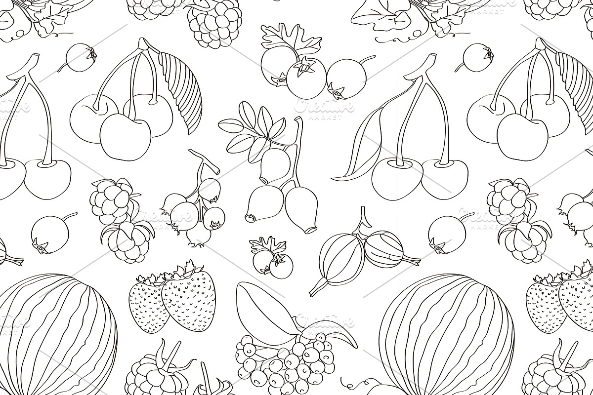 Set of different berries pattern in Patterns - product preview 8