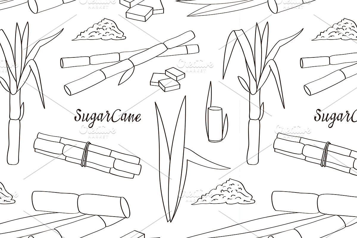 Sugar cane icons pattern in Patterns - product preview 8