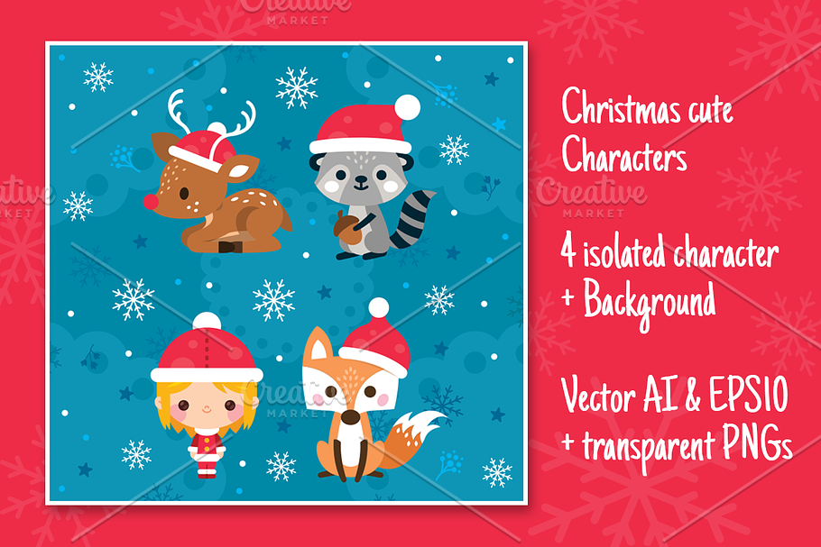 4 Isolated Christmas Characters