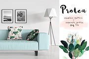 Protea watercolor pattern 