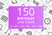 150 Birthday Line Icons