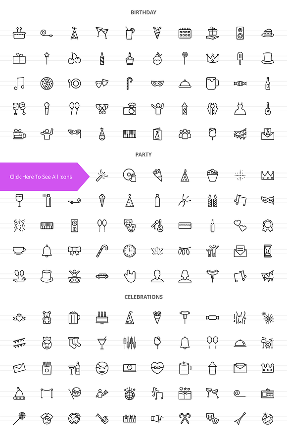 150 Birthday Line Icons in Happy Birthday Icons - product preview 1