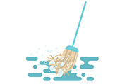Mop vector illustration with foam bubbles.