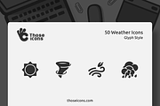 50 Weather Vector Glyph Icon