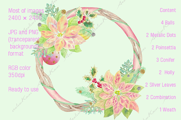 Pastel X'mas Clipart in Illustrations - product preview 1