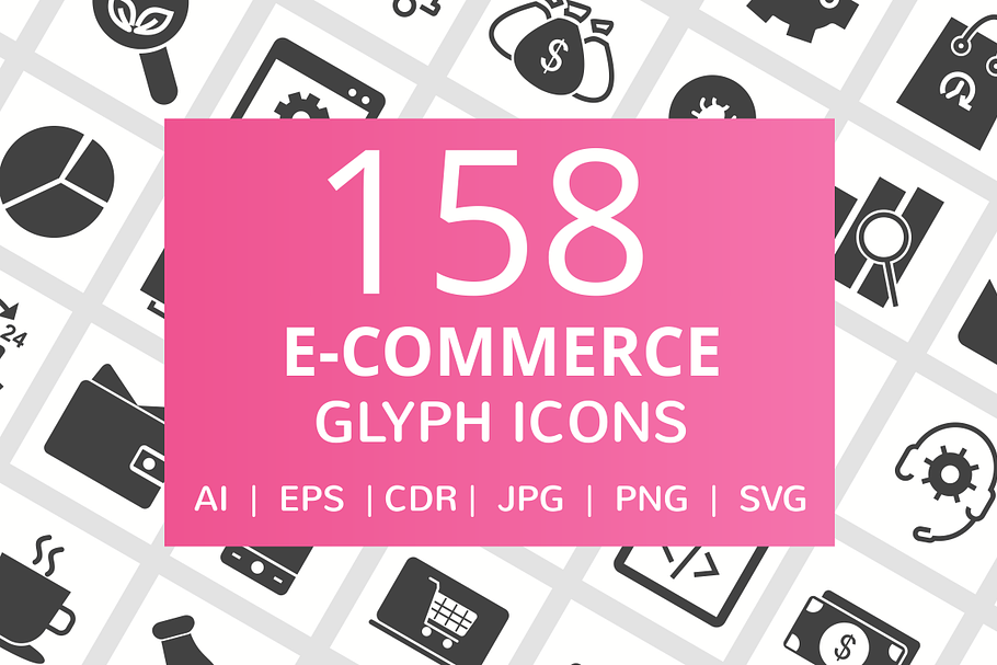 " 158 E-Commerce Glyph Icons " in Graphics - product preview 8