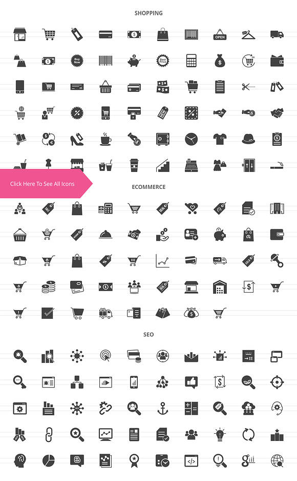 " 158 E-Commerce Glyph Icons " in Graphics - product preview 1
