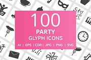 100 Party Glyph Icons