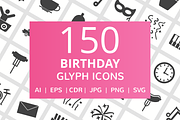 150 Birthday Glyph Icons