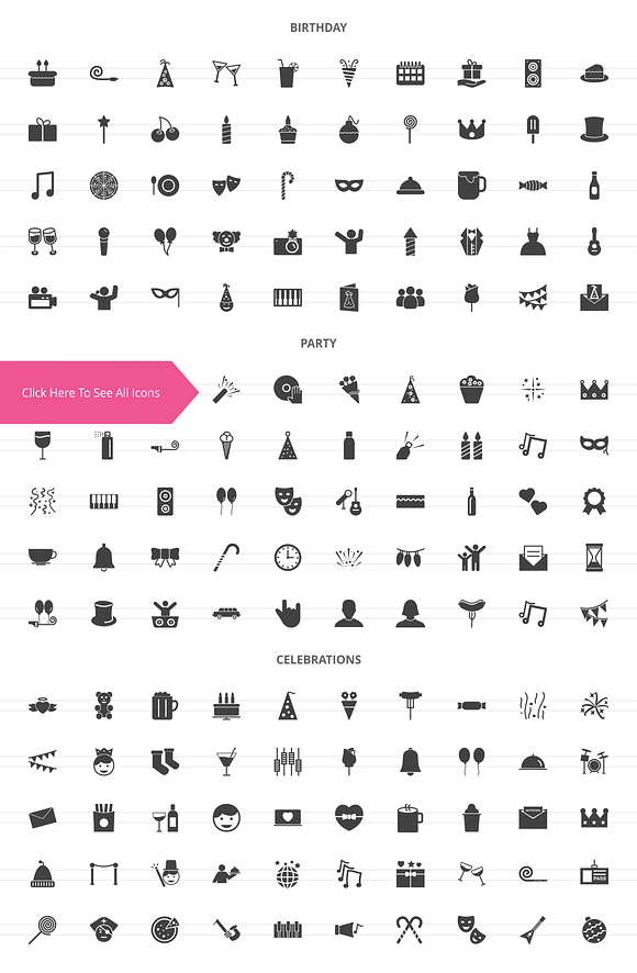 150 Birthday Glyph Icons in Icons - product preview 1