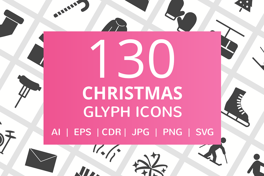 130 Christmas Glyph Icons in Graphics - product preview 8