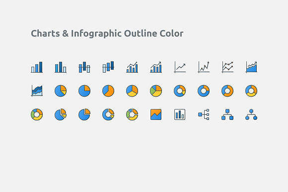30 Charts & Infographic Color Icon in Graphics - product preview 1