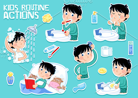 Daily routine actions in Illustrations - product preview 3