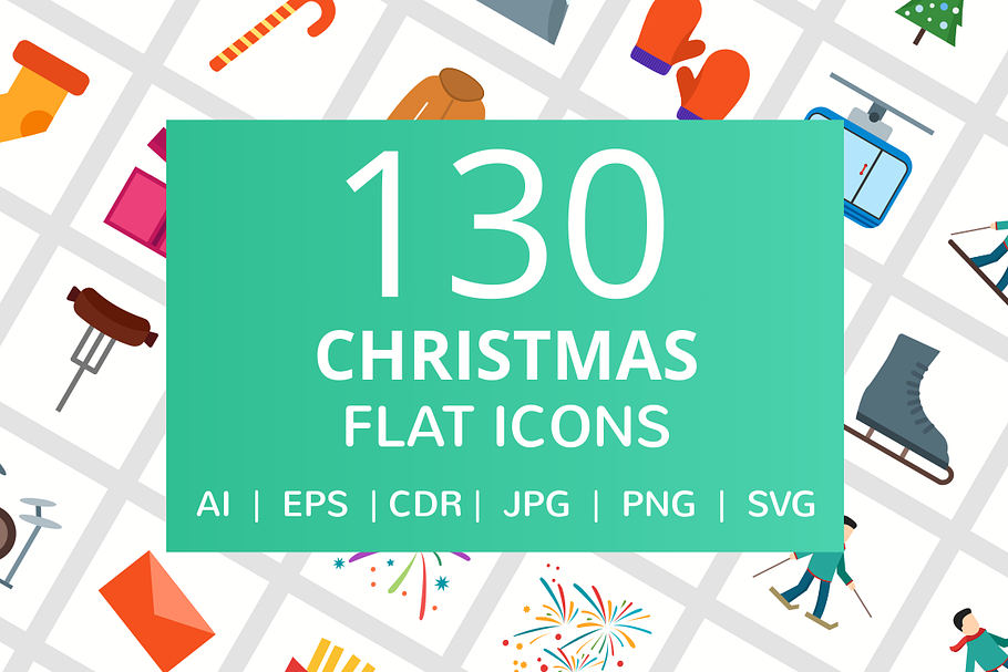 130 Christmas Flat Icons