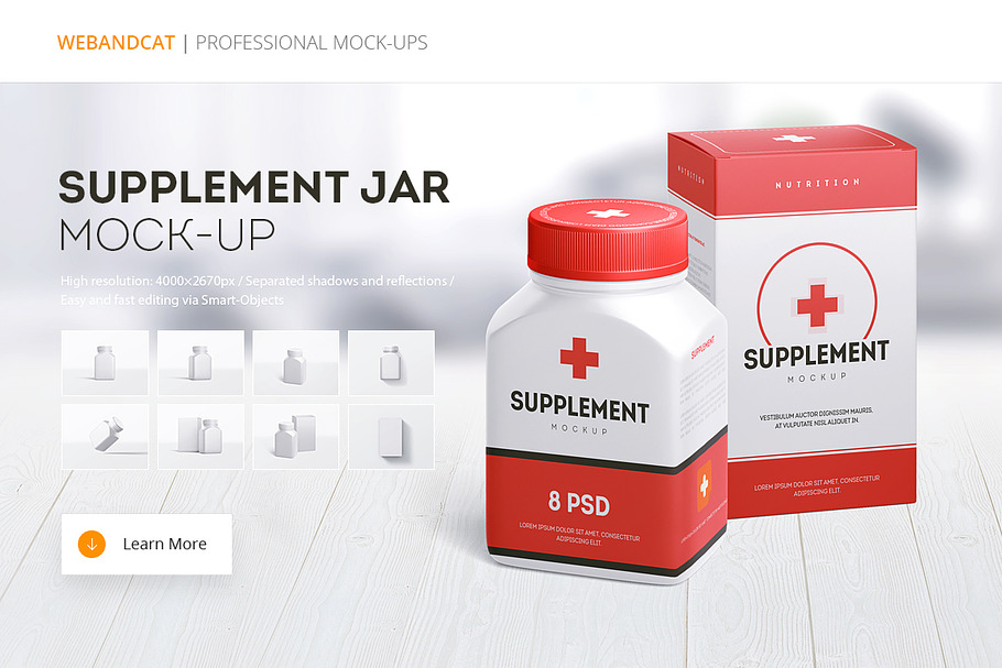 Supplement Jar and Box Mock-up in Product Mockups - product preview 8