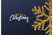 Christmas background with Shining gold Snowflakes.