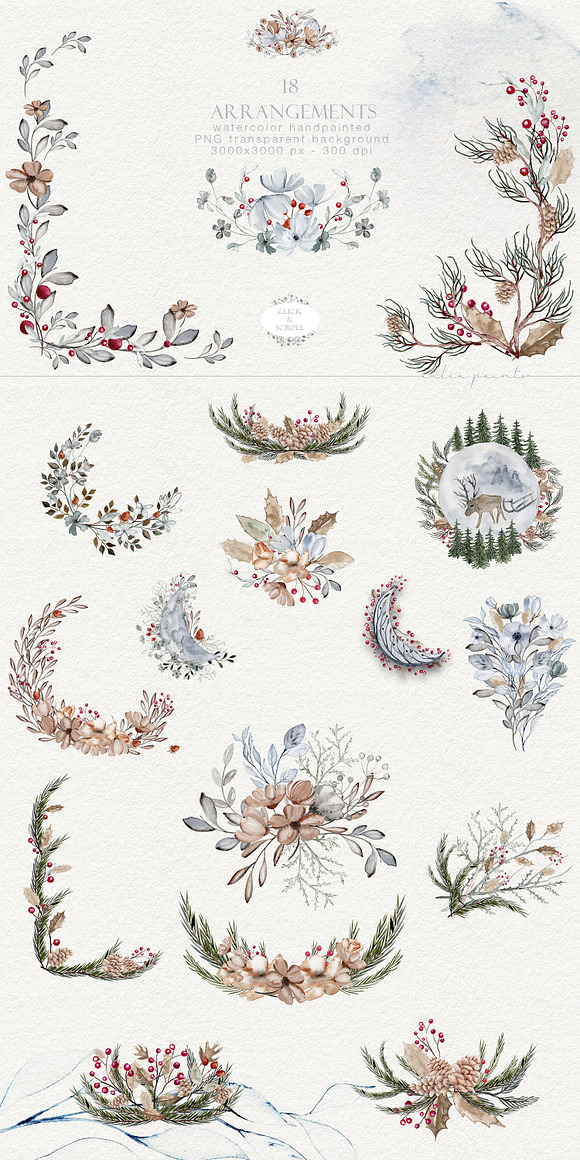Fall in Winter - Watercolor Graphics in Objects - product preview 3