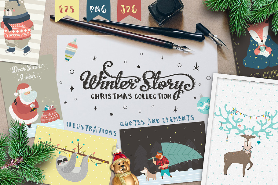 Winter festive illustrations